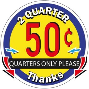 50c Price Decal for Small Machines - 1 Coin Each Side (1+1)